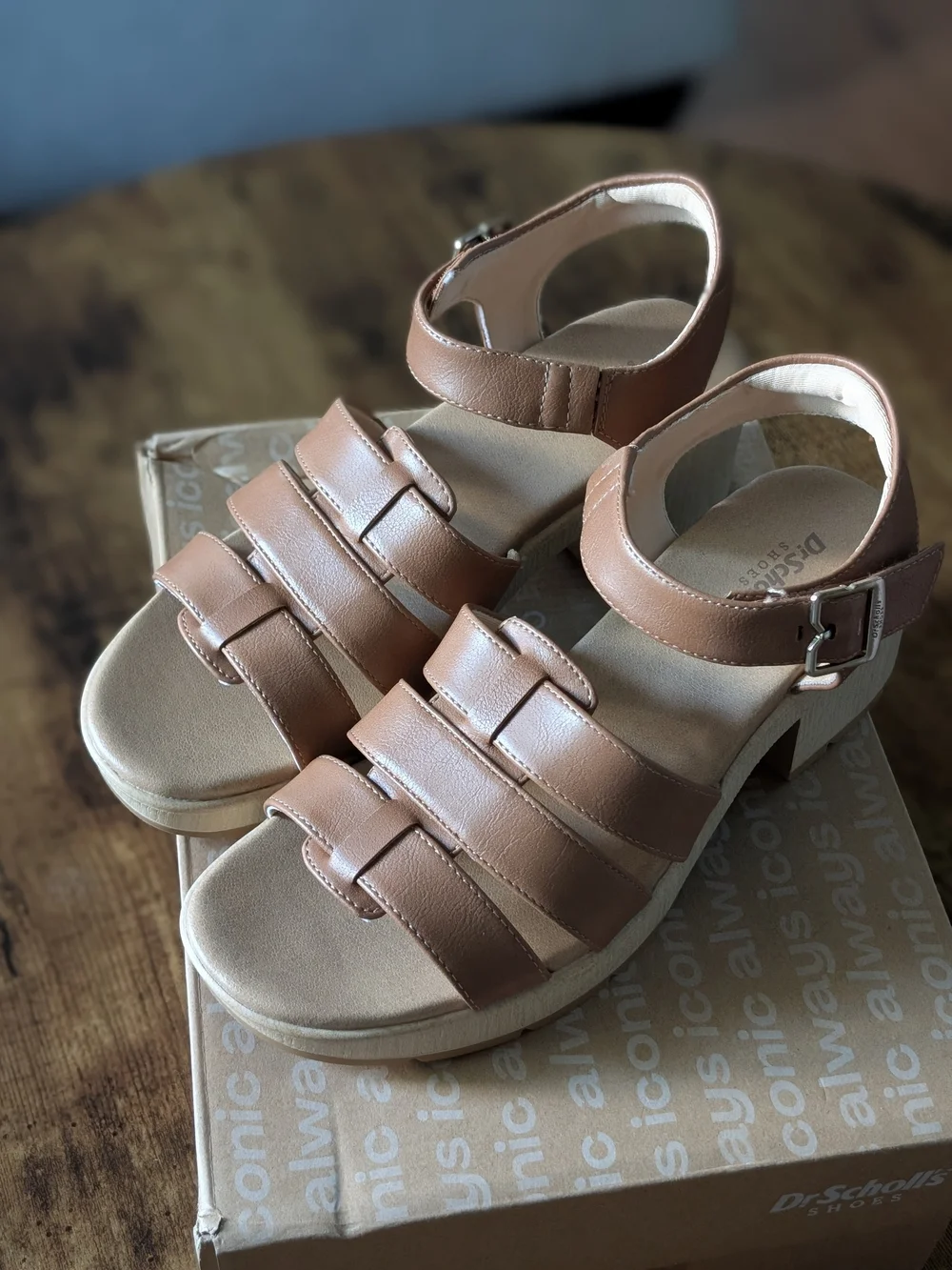 NWT Dr. Scholl's Oh Kay, Honey Women's Tan Platform Sandals - Strappy Comfort